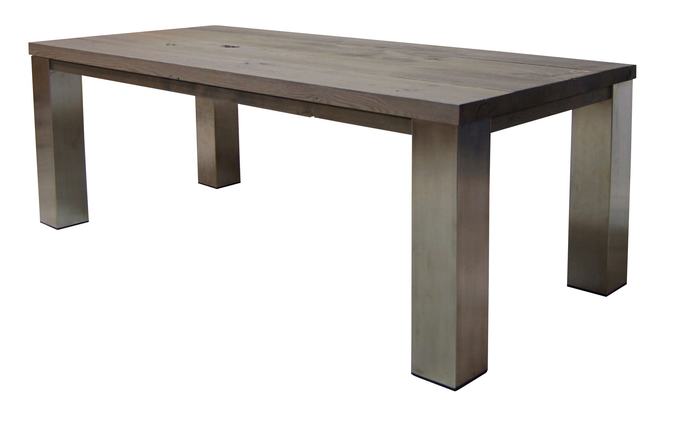 RVS tafel met houten blad 2